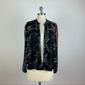 Urban Outfitters Embroidered Red Striped Marble Cardigan